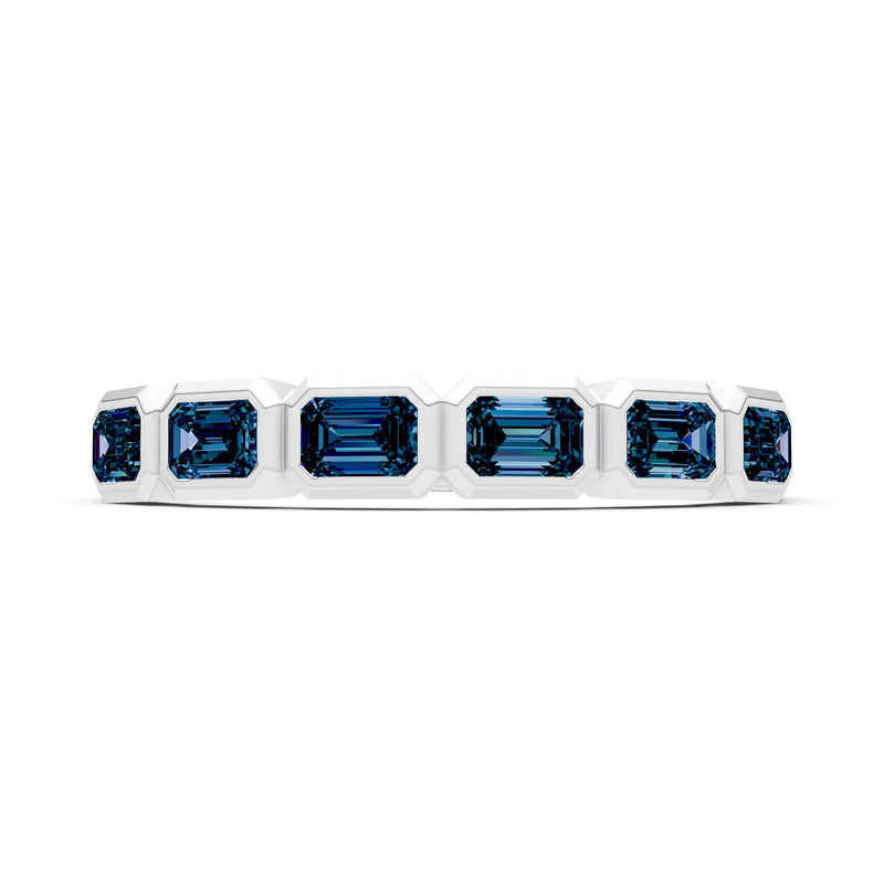 Emerald Cut Gemstone Minimalist Bezel Set Half Eternity Band