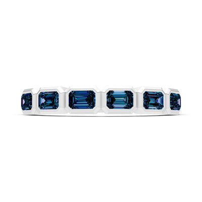 Alexandrite Minimalist Bezel Set Emerald Cut Half Eternity Band