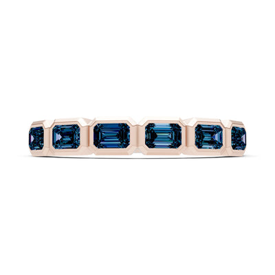 Emerald Cut Gemstone Minimalist Bezel Set Half Eternity Band