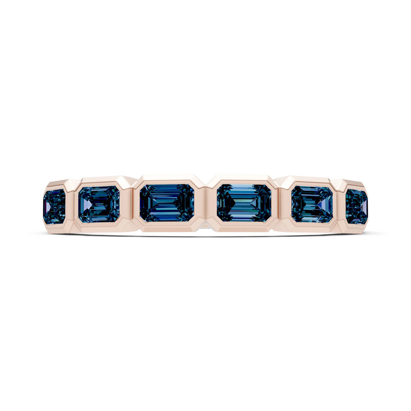 Emerald Cut Gemstone Minimalist Bezel Set Half Eternity Band