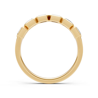Emerald Cut Gemstone Minimalist Bezel Set Half Eternity Band