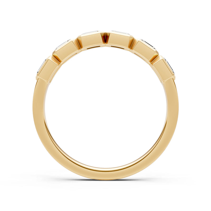 Emerald Cut Gemstone Minimalist Bezel Set Half Eternity Band