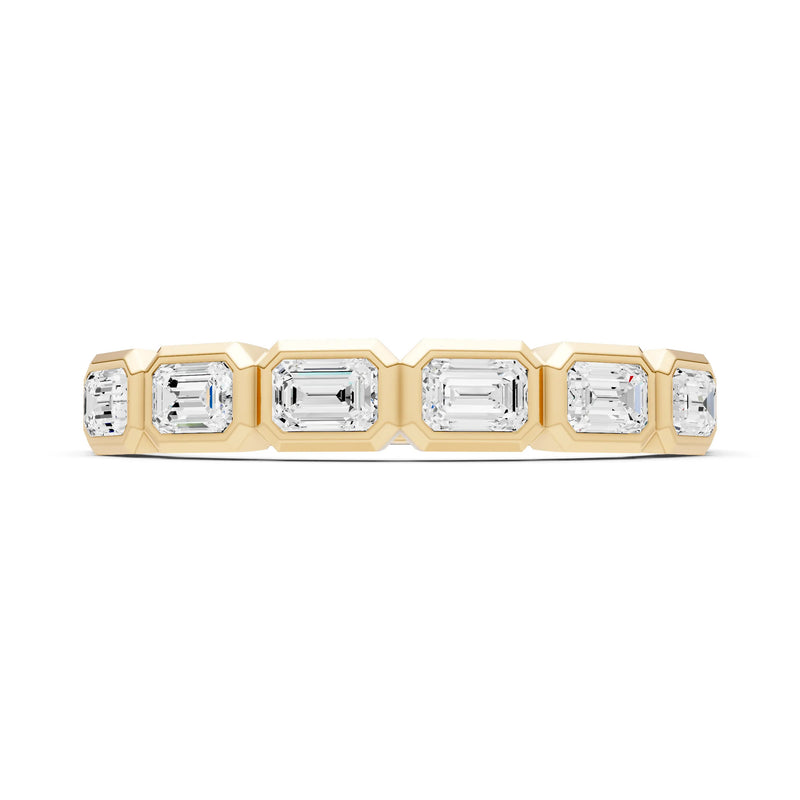 Emerald Cut Gemstone Minimalist Bezel Set Half Eternity Band