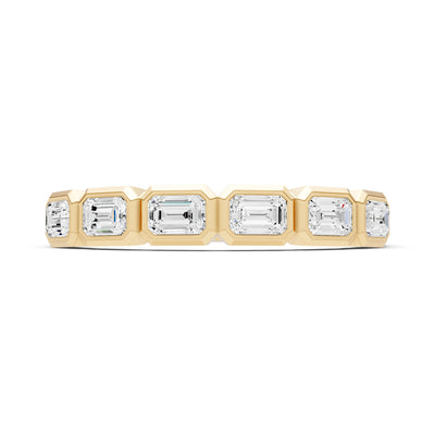 Diamond Minimalist Bezel Set Emerald Cut Half Eternity Band