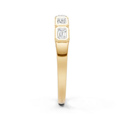 Emerald Cut Gemstone Minimalist Bezel Set Half Eternity Band