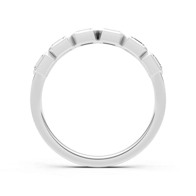Emerald Cut Gemstone Minimalist Bezel Set Half Eternity Band