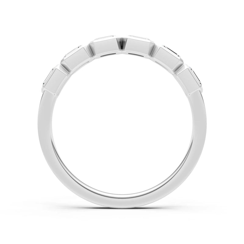 Emerald Cut Gemstone Minimalist Bezel Set Half Eternity Band