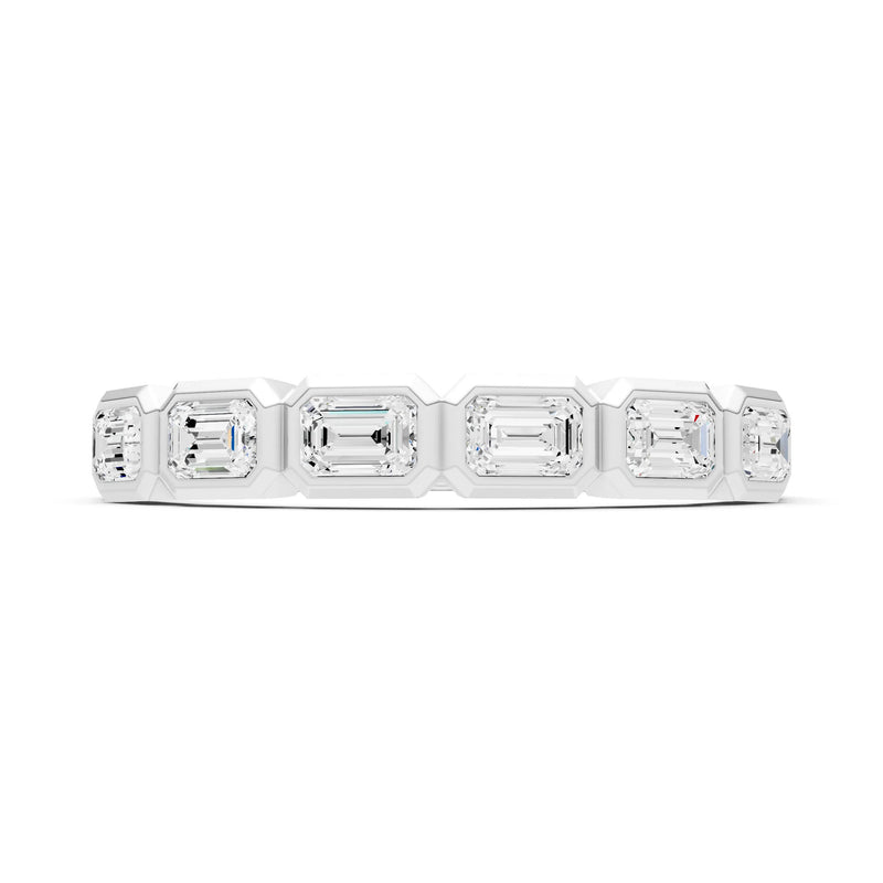 Emerald Cut Gemstone Minimalist Bezel Set Half Eternity Band