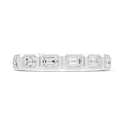 Diamond Minimalist Bezel Set Emerald Cut Half Eternity Band