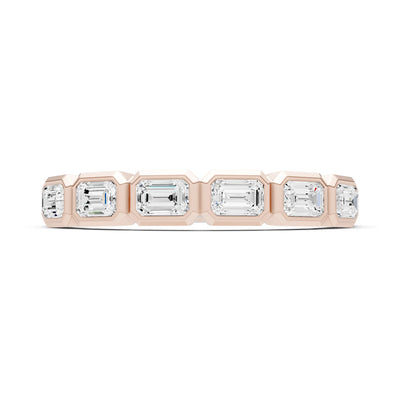 Emerald Cut Gemstone Minimalist Bezel Set Half Eternity Band