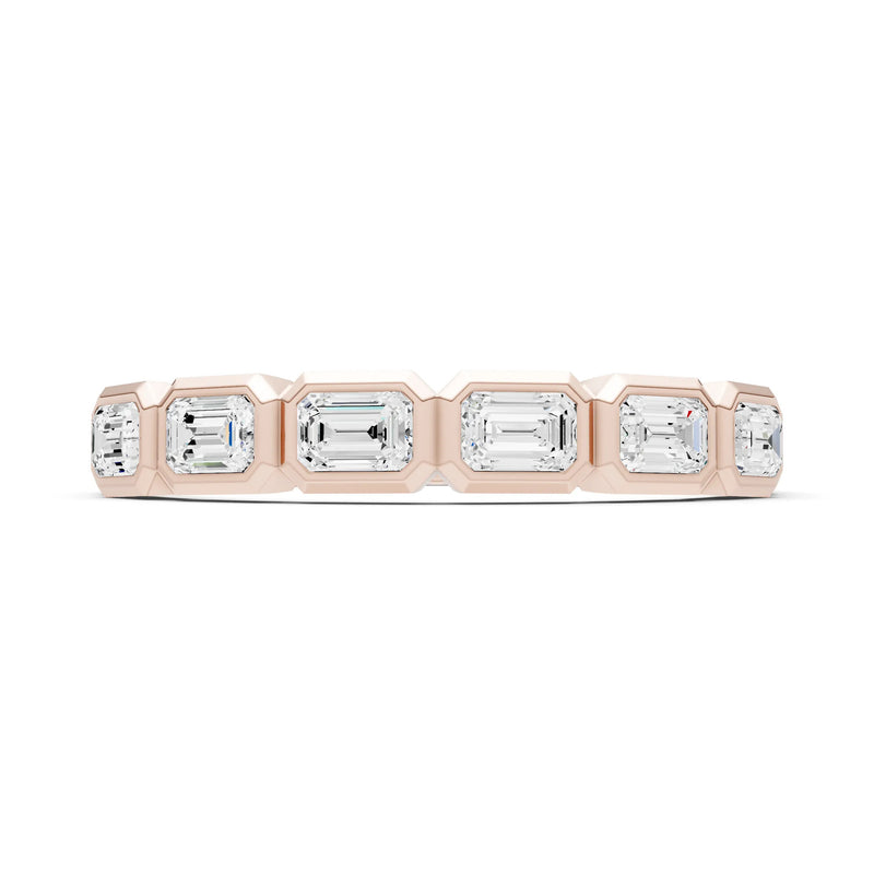 Emerald Cut Gemstone Minimalist Bezel Set Half Eternity Band