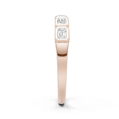 Emerald Cut Gemstone Minimalist Bezel Set Half Eternity Band