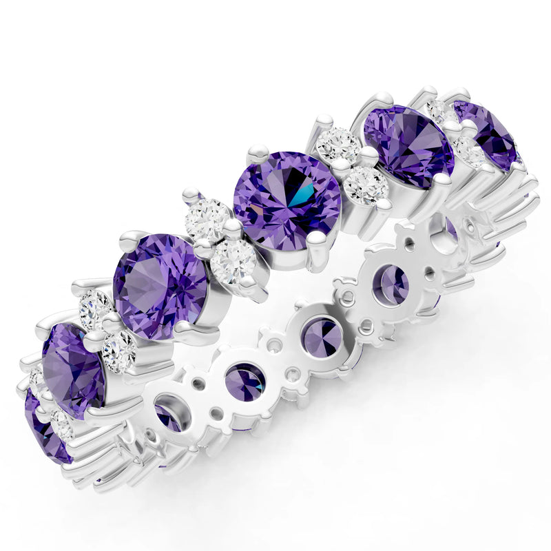 Round Gemstone Full Eternity Band