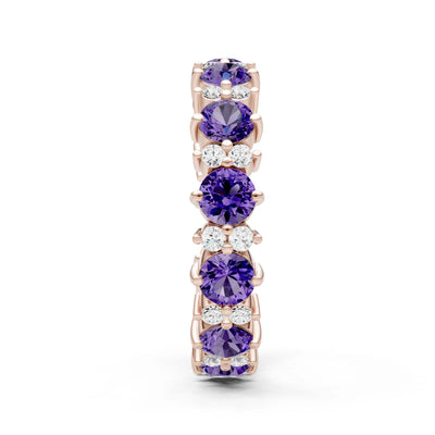 Amethyst Round Cut Full Eternity Band