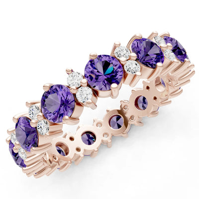 Round Gemstone Full Eternity Band