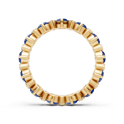 Blue Sapphire Round Cut Full Eternity Band