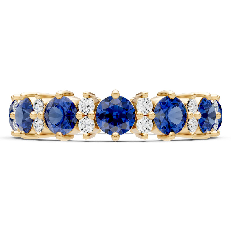 Blue Sapphire Round Cut Full Eternity Band