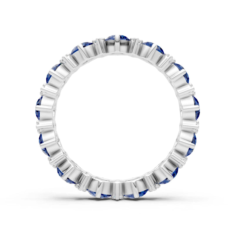 Blue Sapphire Round Cut Full Eternity Band