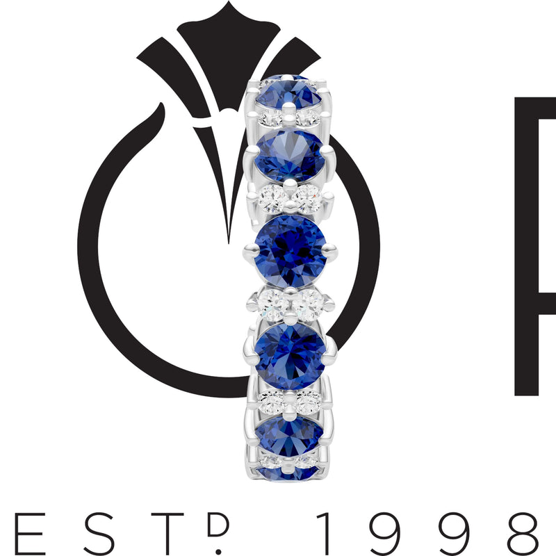 Blue Sapphire Round Cut Full Eternity Band