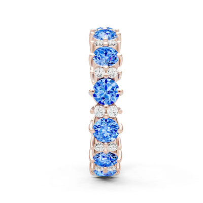 Swiss Blue Topaz Round Cut Full Eternity Band