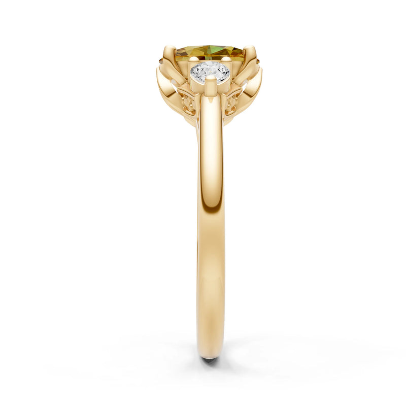 Citrine Oval 8x6mm Normal Gold Quality Trellis Three Stone Oval and Pear Lab Diamond Engagement Ring