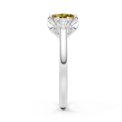 Citrine Oval 8x6mm Normal Gold Quality Trellis Three Stone Oval and Pear Lab Diamond Engagement Ring