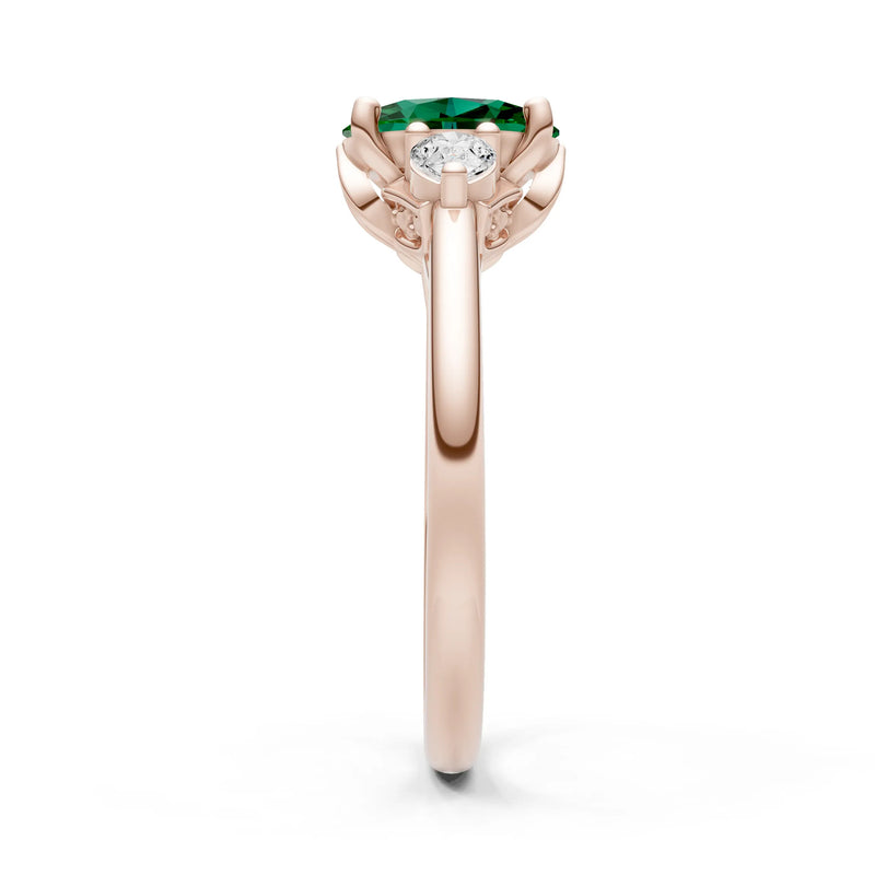 Trellis Three Stone Oval and Pear Gemstone Engagement Ring