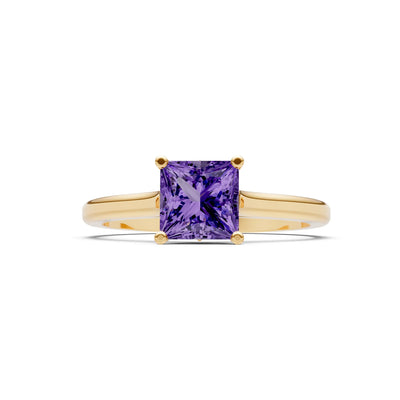 10k Yellow Gold Princess-Cut Solitaire Diamond Engagement Ring