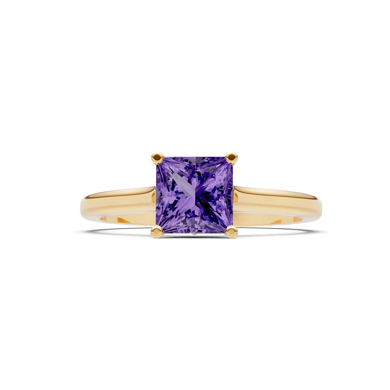 10k Yellow Gold Princess-Cut Solitaire Diamond Engagement Ring