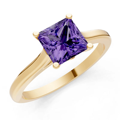 10k Yellow Gold Princess-Cut Solitaire Diamond Engagement Ring