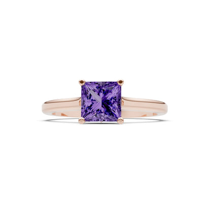 10k Yellow Gold Princess-Cut Solitaire Diamond Engagement Ring