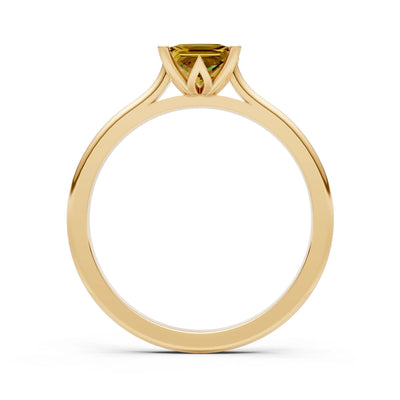 Citrine Princess Cut 6mm Normal Gold Quality 4 Prong Princess Cut Solitaire Cathedral Ring