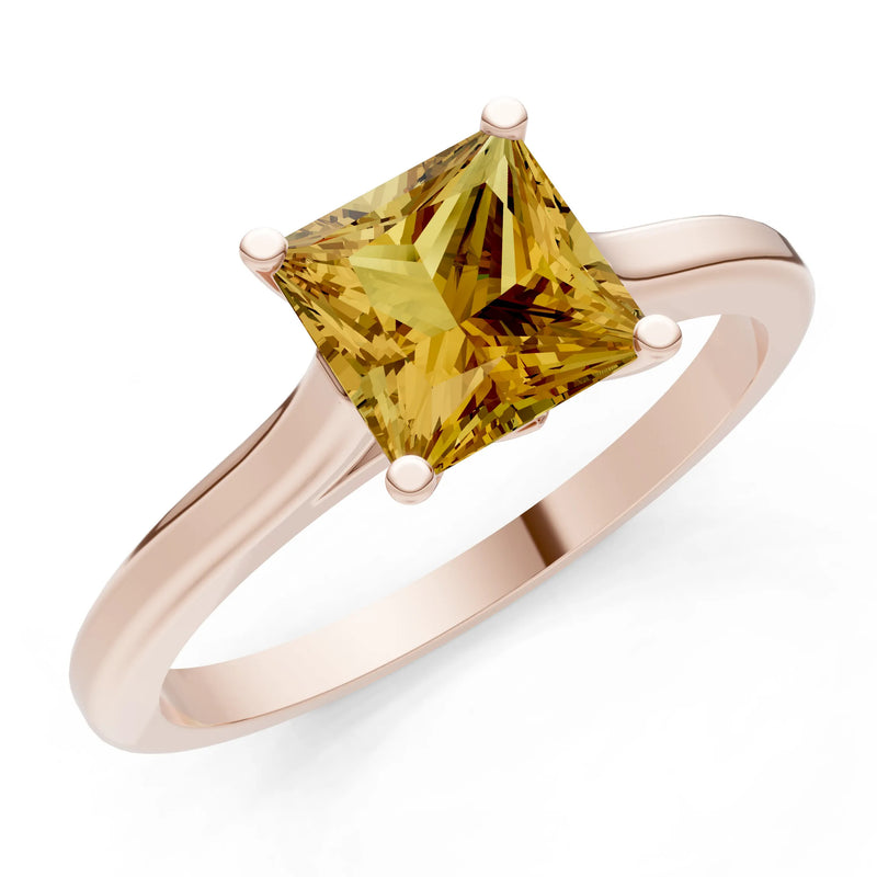 10k Yellow Gold Princess-Cut Solitaire Diamond Engagement Ring