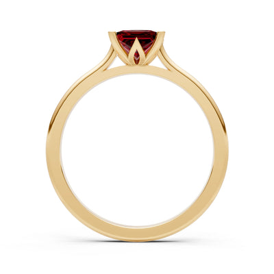 Garnet Princess Cut 6mm Normal Gold Quality 4 Prong Princess Cut Solitaire Cathedral Ring