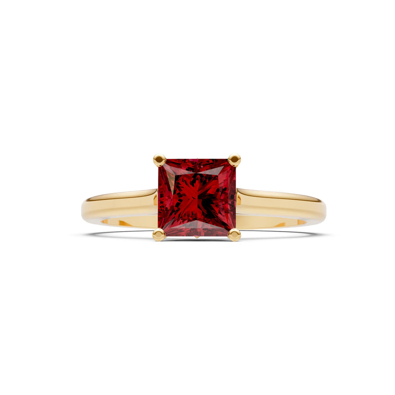 Garnet Princess Cut 6mm Normal Gold Quality 4 Prong Princess Cut Solitaire Cathedral Ring
