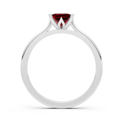 Garnet Princess Cut 6mm Normal Gold Quality 4 Prong Princess Cut Solitaire Cathedral Ring