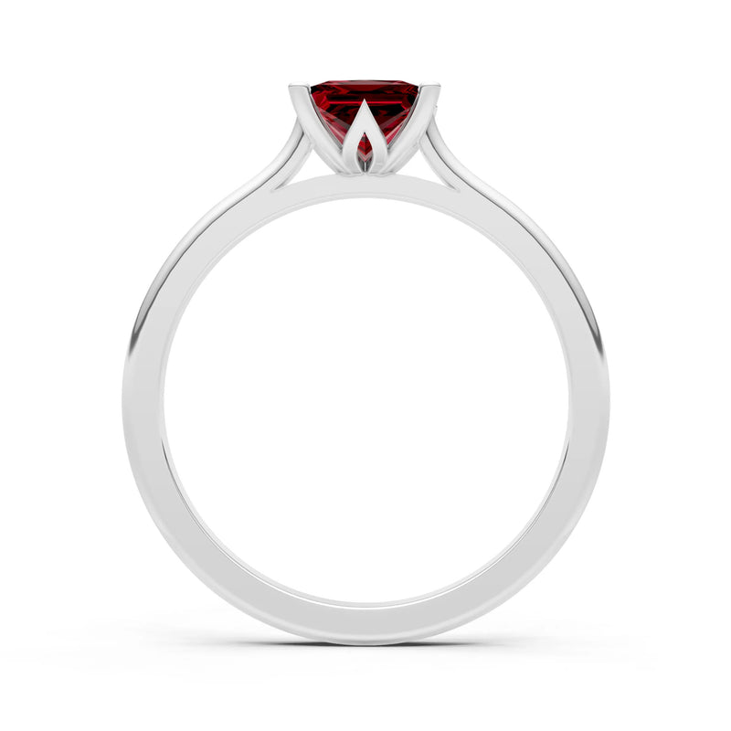 Garnet Princess Cut 6mm Normal Gold Quality 4 Prong Princess Cut Solitaire Cathedral Ring