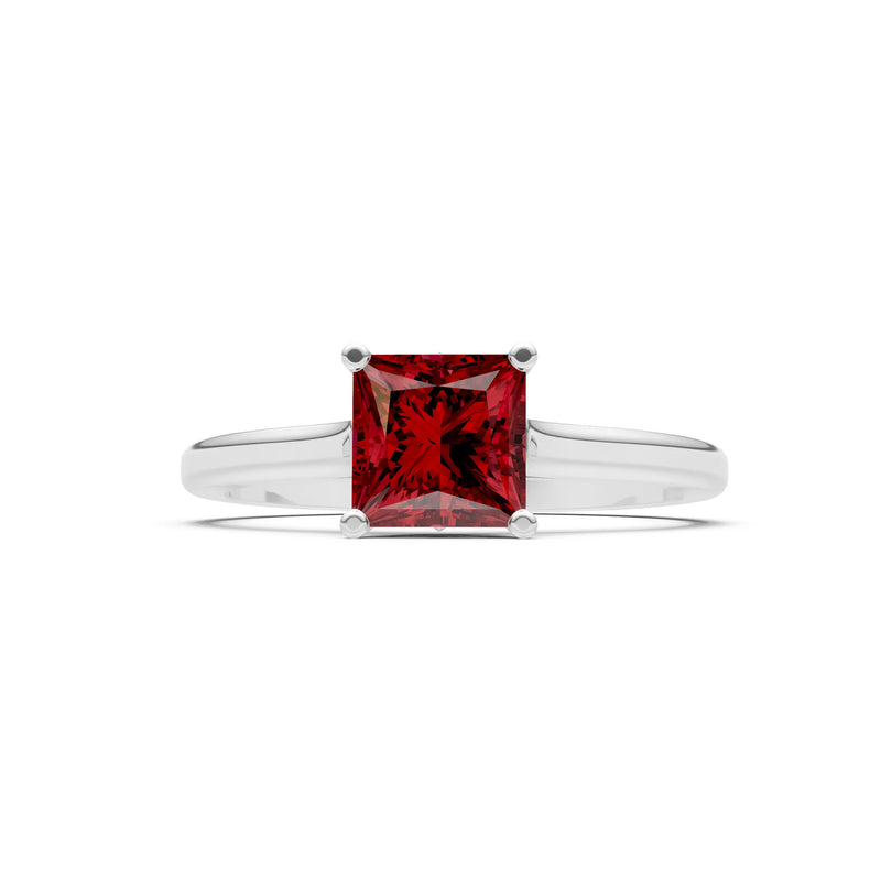 Garnet Princess Cut 6mm Normal Gold Quality 4 Prong Princess Cut Solitaire Cathedral Ring