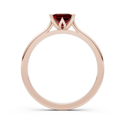 Garnet Princess Cut 6mm Normal Gold Quality 4 Prong Princess Cut Solitaire Cathedral Ring