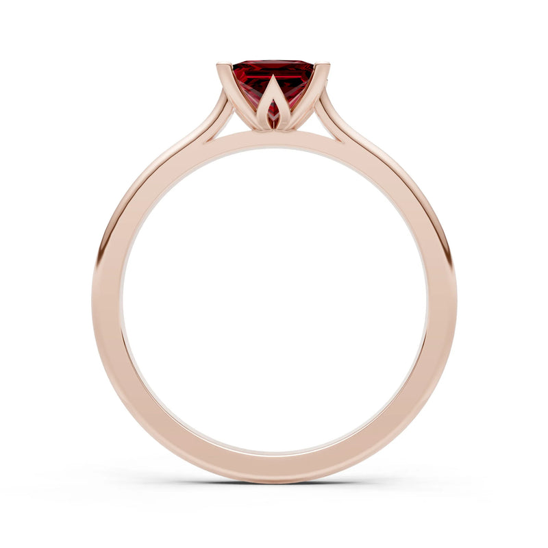Garnet Princess Cut 6mm Normal Gold Quality 4 Prong Princess Cut Solitaire Cathedral Ring