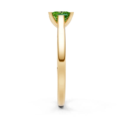 Peridot Princess Cut 6mm Normal Gold Quality 4 Prong Princess Cut Solitaire Cathedral Ring