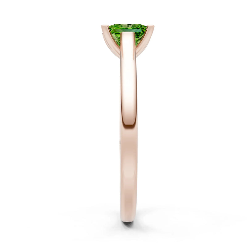 Peridot 4 Prong Princess Cut Solitaire Cathedral Ring