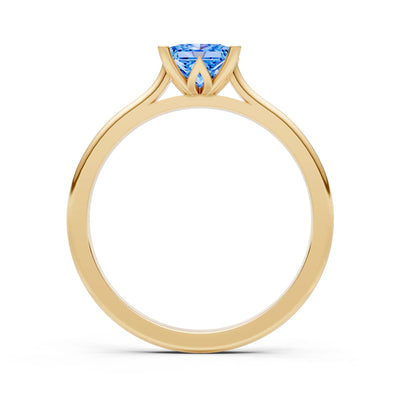 SBT Princess Cut 6mm Normal Gold Quality 4 Prong Princess Cut Solitaire Cathedral Ring