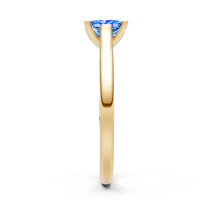 Swiss Blue Topaz 4 Prong Princess Cut Solitaire Cathedral Ring