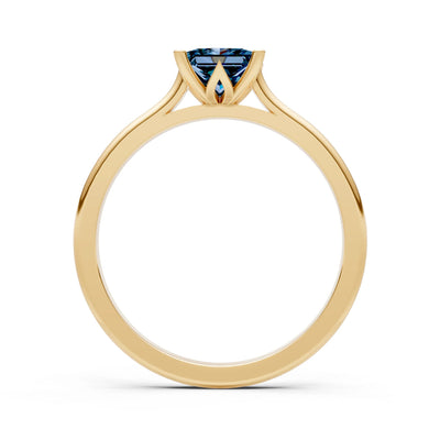 Alexandrite 4 Prong Princess Cut Solitaire Cathedral Ring