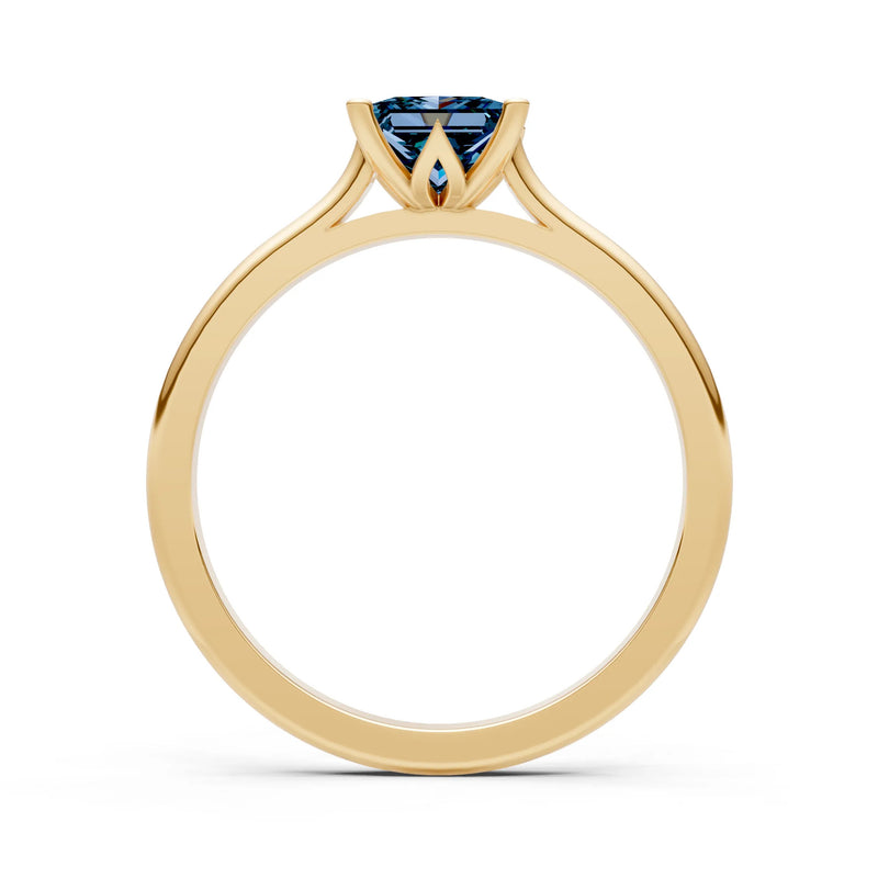 Alexandrite 4 Prong Princess Cut Solitaire Cathedral Ring