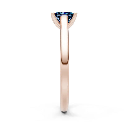 Alexandrite 4 Prong Princess Cut Solitaire Cathedral Ring