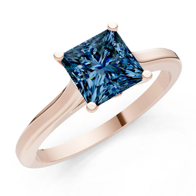 Alexandrite 4 Prong Princess Cut Solitaire Cathedral Ring
