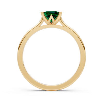 Emerald 4 Prong Princess Cut Solitaire Cathedral Ring