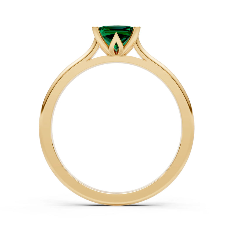 Emerald 4 Prong Princess Cut Solitaire Cathedral Ring